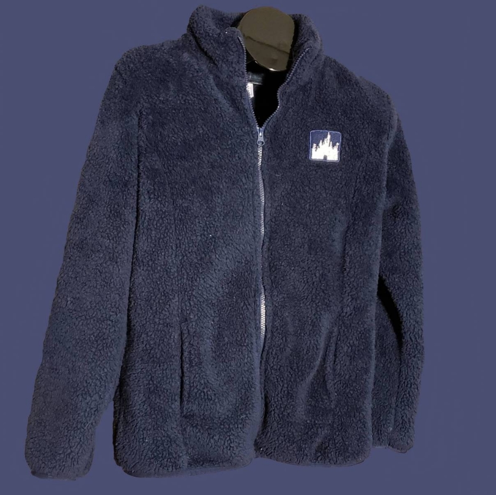 Disney Navy Blue Fuzzy and Soft Zip Up Sweater